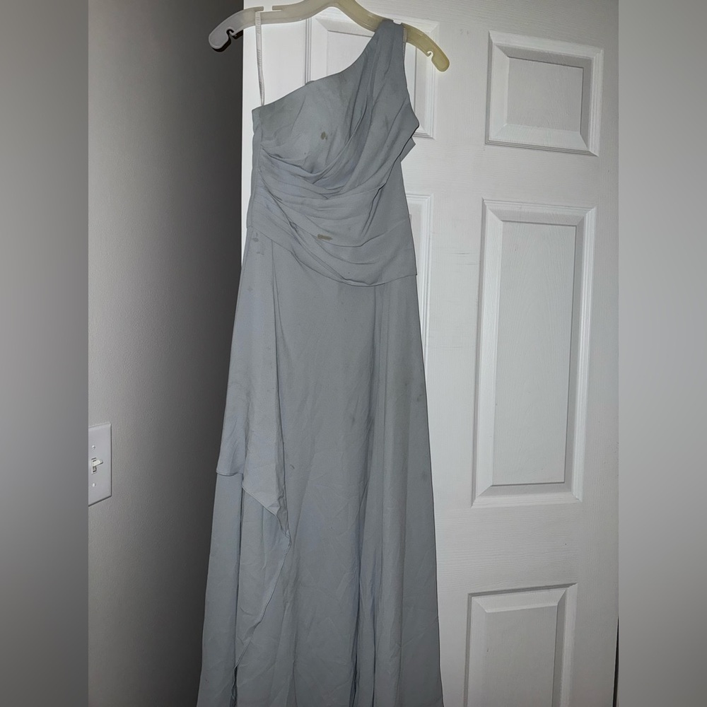 Elegant Gray One Strap Evening Gown